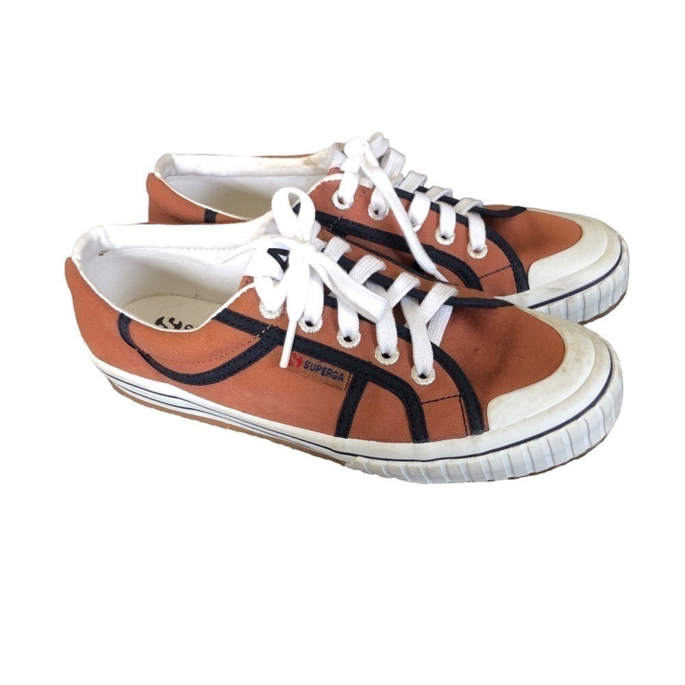 Superga x Alexa Chung Cotu Sneaker Blue/ 7.5 Orange Rust Lace Up Casual Classic